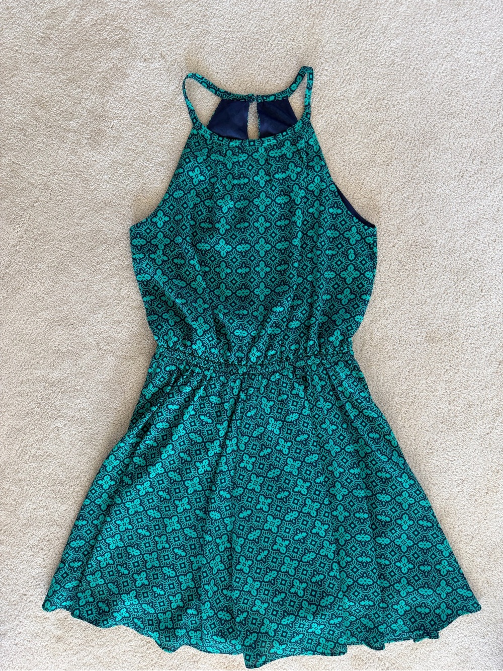 Banana Republic Teal Patterned Halter Mini Dress
